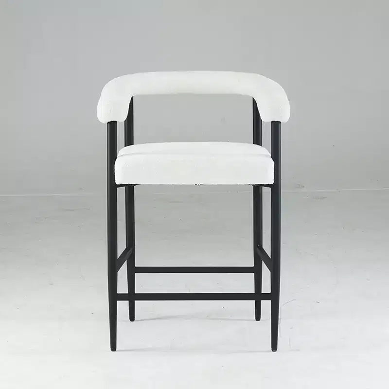 GDFStudio Talia Sgabelli da Bar Moderni Rivestiti in Bouclé con Schienale Curvo (Set da 2)