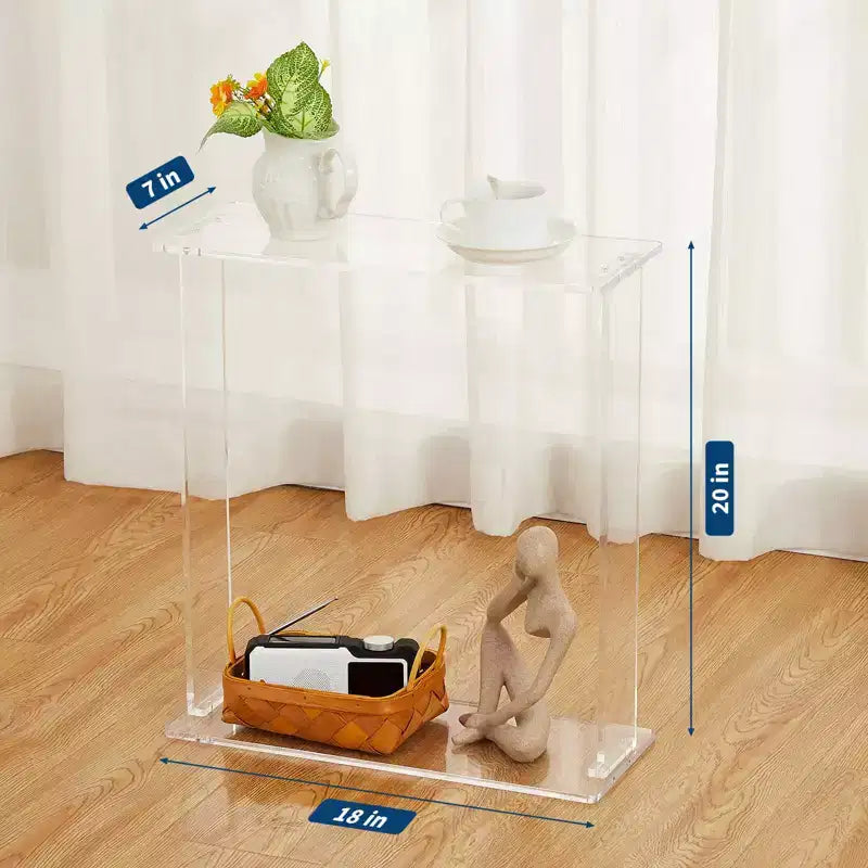 Tavolino consolle moderno in acrilico  Tavolino d'appoggio stretto trasparente (per soggiorno/sala da pranzo/ingresso)