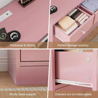 Comò a 12 cassetti, mobile TV da 155 cm con stazione di ricarica, grandi cassetti in legno per camera da letto, armadio, soggiorno, rosa
