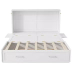 Letto a scomparsa Queen Size con cassetto contenitore, Letto a scomparsa con armadietto pieghevole e ripiani per Camera degli Ospiti, Camera da letto, Ufficio, Bianco