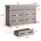 Cassettiera a 8 cassetti per camera da letto, comò in legno da 55w con maniglie in metallo, cassettiera grande porta TV, organizer per armadio, camera da letto