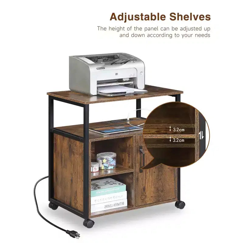 GDFStudio Flossie Mobiletto schedario in legno e metallo con porte di ricarica integrate