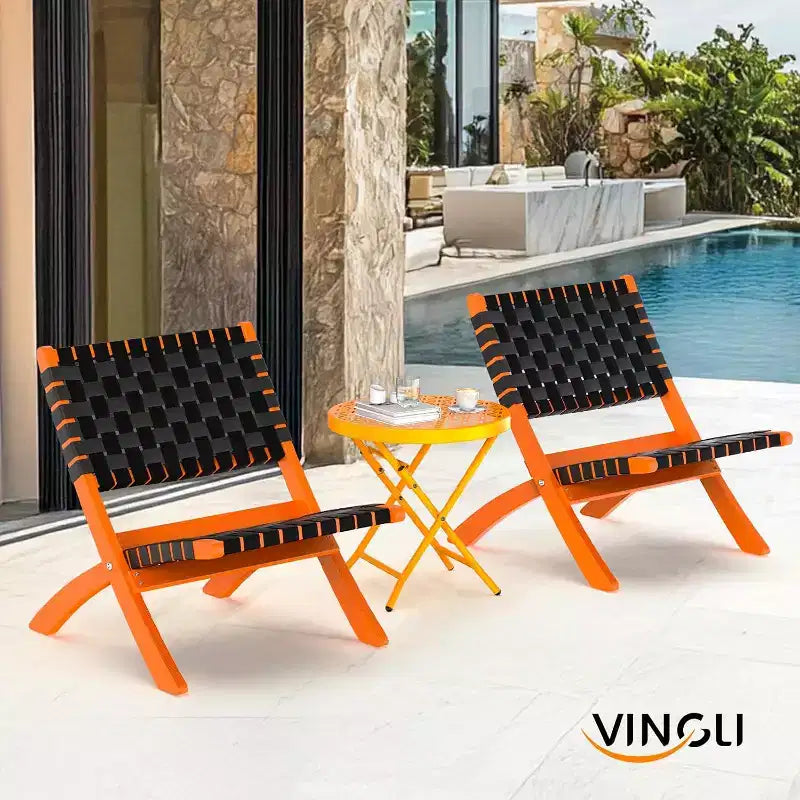 VINGLI Tavolino Laterale Pieghevole da Patio, Piccolo Tavolino da Esterno con Motivo Floreale Intramontabile e Robusta Struttura in Metallo a X Ideale, Giallo, 1 Confezione
