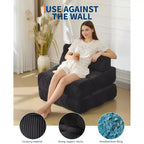 Divano Letto Pieghevole Convertibile 3-in-1 con Cuscino Materasso Pieghevole con Schienale, Comoda Poltrona Letto Portatile Divano da Terra per Soggiorno