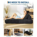 Divano Letto Pieghevole Convertibile 3-in-1 con Cuscino Materasso Pieghevole con Schienale, Comoda Poltrona Letto Portatile Divano da Terra per Soggiorno