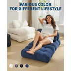 Divano Letto Pieghevole Convertibile 3-in-1 con Cuscino Materasso Pieghevole con Schienale, Comoda Poltrona Letto Portatile Divano da Terra per Soggiorno