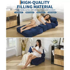 Divano Letto Pieghevole Convertibile 3-in-1 con Cuscino Materasso Pieghevole con Schienale, Comoda Poltrona Letto Portatile Divano da Terra per Soggiorno