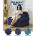 Divano Letto Pieghevole Convertibile 3-in-1 con Cuscino Materasso Pieghevole con Schienale, Comoda Poltrona Letto Portatile Divano da Terra per Soggiorno