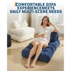 Divano Letto Pieghevole Convertibile 3-in-1 con Cuscino Materasso Pieghevole con Schienale, Comoda Poltrona Letto Portatile Divano da Terra per Soggiorno