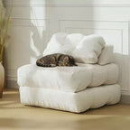 Divano Letto Pieghevole Convertibile 3-in-1 con Cuscino Materasso Pieghevole con Schienale, Comoda Poltrona Letto Portatile Divano da Terra per Soggiorno
