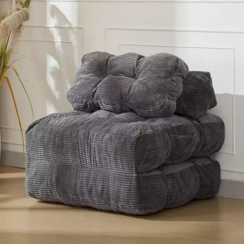 Divano Letto Pieghevole Convertibile 3-in-1 con Cuscino Materasso Pieghevole con Schienale, Comoda Poltrona Letto Portatile Divano da Terra per Soggiorno