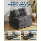 Divano Letto Pieghevole Convertibile 3-in-1 con Cuscino Materasso Pieghevole con Schienale, Comoda Poltrona Letto Portatile Divano da Terra per Soggiorno