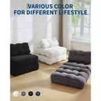 Divano Letto Pieghevole Convertibile 3-in-1 con Cuscino Materasso Pieghevole con Schienale, Comoda Poltrona Letto Portatile Divano da Terra per Soggiorno