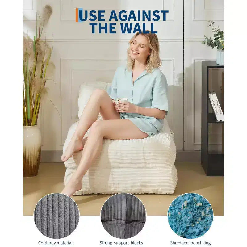 Divano Letto Pieghevole Convertibile 3-in-1 con Cuscino Materasso Pieghevole con Schienale, Comoda Poltrona Letto Portatile Divano da Terra per Soggiorno