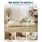 Divano Letto Pieghevole Convertibile 3-in-1 con Cuscino Materasso Pieghevole con Schienale, Comoda Poltrona Letto Portatile Divano da Terra per Soggiorno