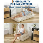 Divano Letto Pieghevole Convertibile 3-in-1 con Cuscino Materasso Pieghevole con Schienale, Comoda Poltrona Letto Portatile Divano da Terra per Soggiorno