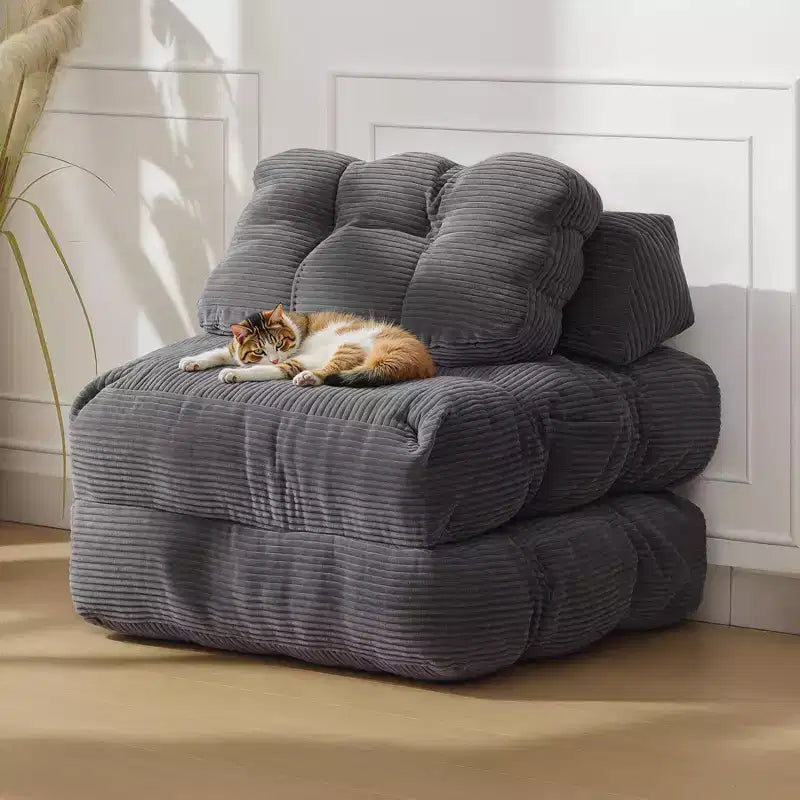 Divano Letto Pieghevole Convertibile 3-in-1 con Cuscino Materasso Pieghevole con Schienale, Comoda Poltrona Letto Portatile Divano da Terra per Soggiorno