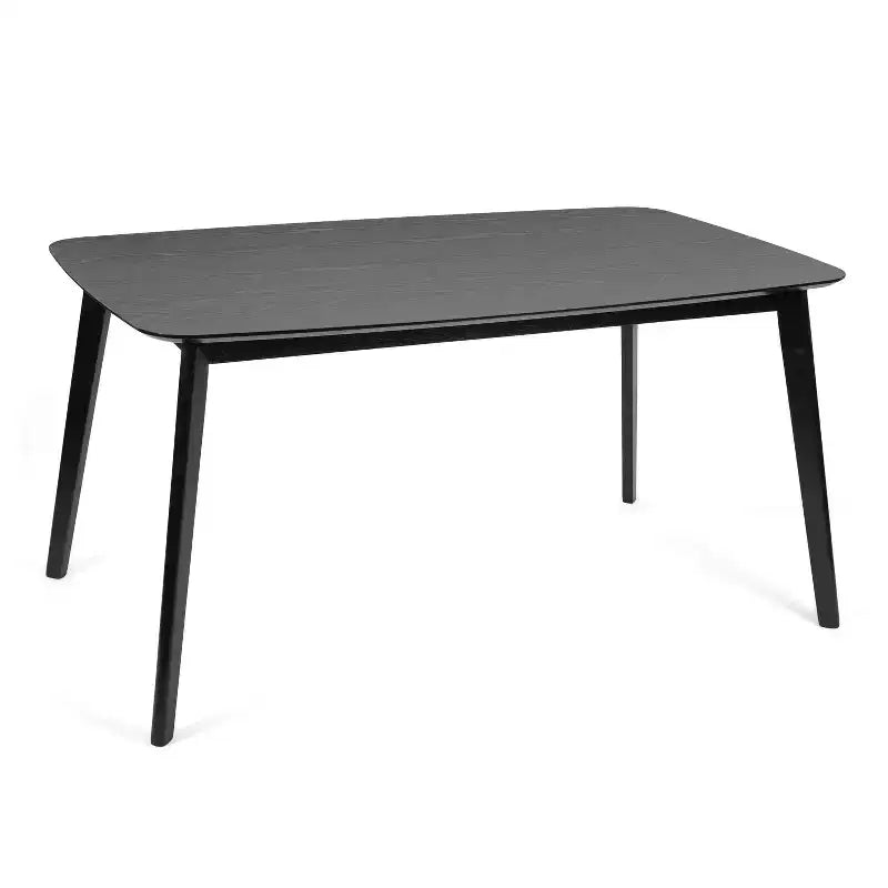 Okak 59IN Tavolo da Pranzo Minimalista con Gambe in Legno, Tavolo da Cucina Moderno, Tavolo Rettangolare per Soggiorno, Cucina, Sala da Pranzo, Nero