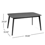 Okak 59IN Tavolo da Pranzo Minimalista con Gambe in Legno, Tavolo da Cucina Moderno, Tavolo Rettangolare per Soggiorno, Cucina, Sala da Pranzo, Nero