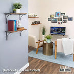 RESTORE Boulder Black Mensola in legno con bordo vivo da 24 pollici (solo legno) di Pipe Decor