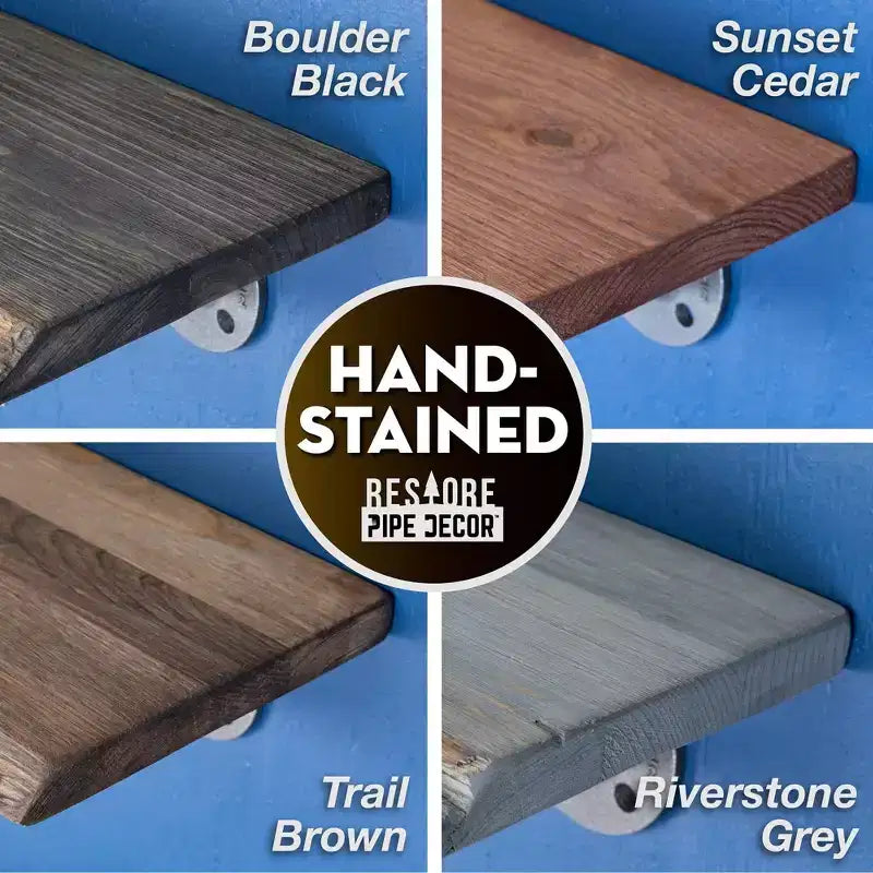 RESTORE Riverstone Grey Mensole in legno a bordo vivo da 24 pollici (solo legno) di Pipe Decor