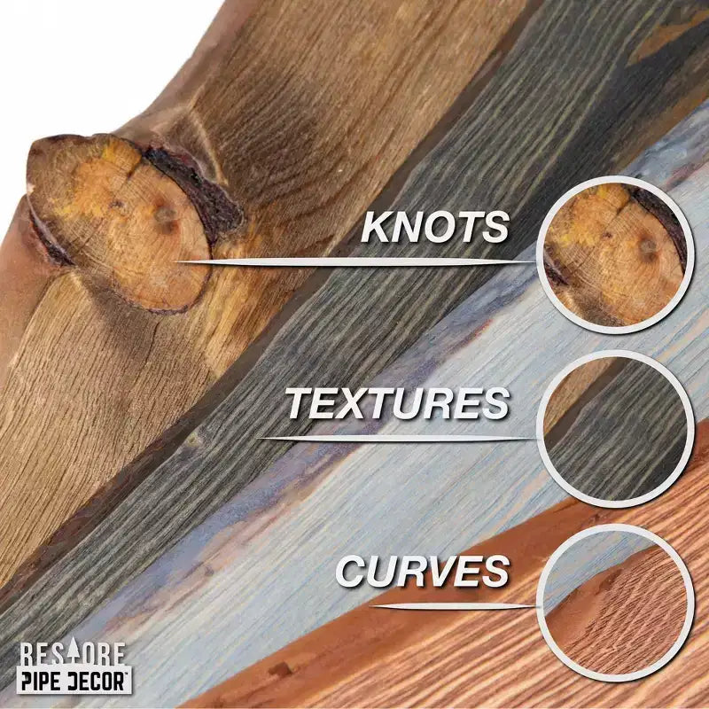 RESTORE Riverstone Grey Mensole in legno a bordo vivo da 24 pollici (solo legno) di Pipe Decor