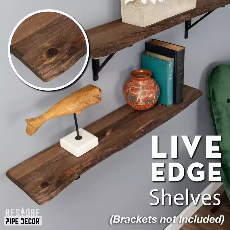 RESTORE Mensola in legno da 91 cm con bordo vivo (solo legno) di Pipe Decor