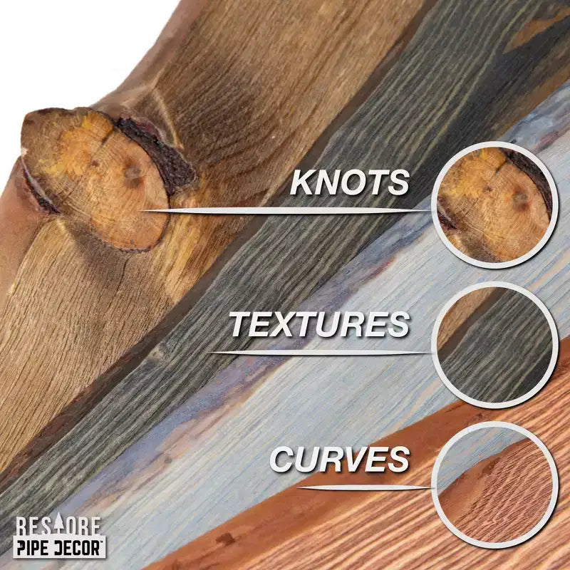 RESTORE Mensola in legno da 91 cm con bordo vivo (solo legno) di Pipe Decor