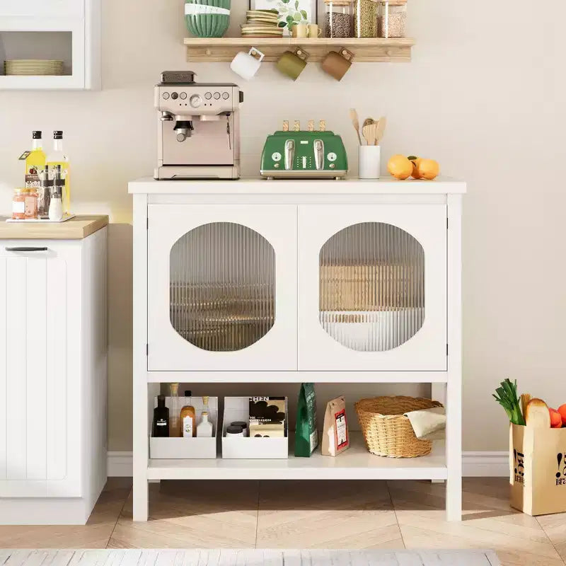 Stazione Caffè in Stile Fattoria con Mobile a 2 Ante, Piccolo Mobile da Cucina con Ripiano Aperto, Tavolo d'Ingresso con Contenitore per Sala da Pranzo, Cucina, Corridoio