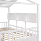 Letto a capanna con tetto e finestra, struttura letto a giorno in legno con mensole e 2 cassetti per bambini e bambine, bianco