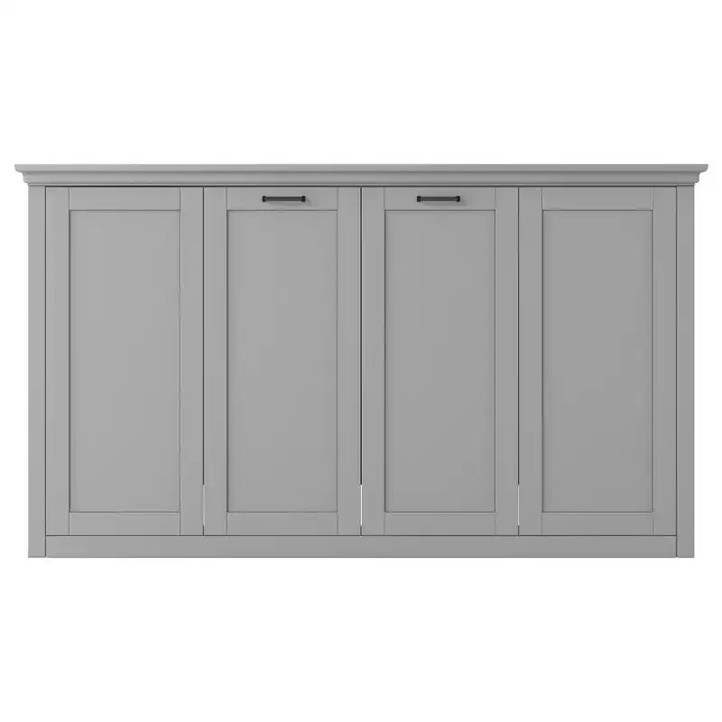 Letto a scomparsa matrimoniale in legno, letto a parete ripiegabile a cubo con piattaforma completa per camera da letto, camera degli ospiti, ufficio, grigio