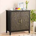 2 Doors Decorative Cabinet with Adjustable Shelves, Sideboard with Wooden Legs, Decorative Storage Cabinet for Living Room, Carved Tree Ring Pattern