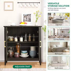 Mobiletto decorativo a 2 ante con ripiani regolabili, Credenza con gambe in legno, Mobile contenitore decorativo per soggiorno, Motivo ad anelli di albero intagliato
