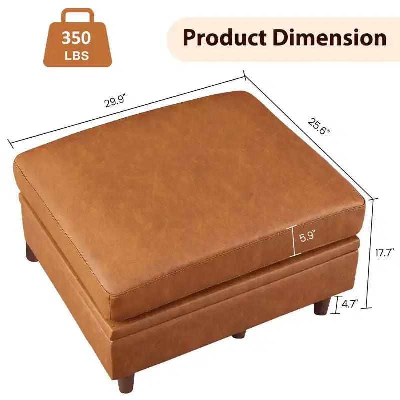 Pouf Contenitore Quadrato, Sgabello Poggiapiedi Piccolo in Pelle per Divano, Poggiapiedi Cubo Imbottito per Ingresso Camera da Letto Soggiorno