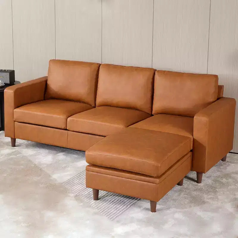 Pouf Contenitore Quadrato, Sgabello Poggiapiedi Piccolo in Pelle per Divano, Poggiapiedi Cubo Imbottito per Ingresso Camera da Letto Soggiorno