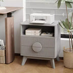 GustoWave Comodino a flauto stile fattoria, set da 1/2, comodini alti in legno, tavolino con 2 cassetti, ripiano aperto e piedini