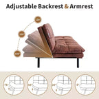 Dyonery 71 Divano Letto Futon Convertibile in Ecopelle con Schienale e Braccioli Regolabili, Comodo Divano Letto per Spazi Ridotti