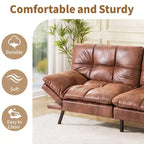 Dyonery 71 Divano Letto Futon Convertibile in Ecopelle con Schienale e Braccioli Regolabili, Comodo Divano Letto per Spazi Ridotti
