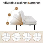 Dyonery 71 Divano Letto Futon Convertibile in Ecopelle con Schienale e Braccioli Regolabili, Comodo Divano Letto per Spazi Ridotti
