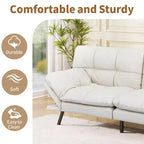 Dyonery 71 Divano Letto Futon Convertibile in Ecopelle con Schienale e Braccioli Regolabili, Comodo Divano Letto per Spazi Ridotti
