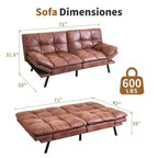 Dyonery 71 Divano Letto Futon Convertibile in Ecopelle con Schienale e Braccioli Regolabili, Comodo Divano Letto per Spazi Ridotti