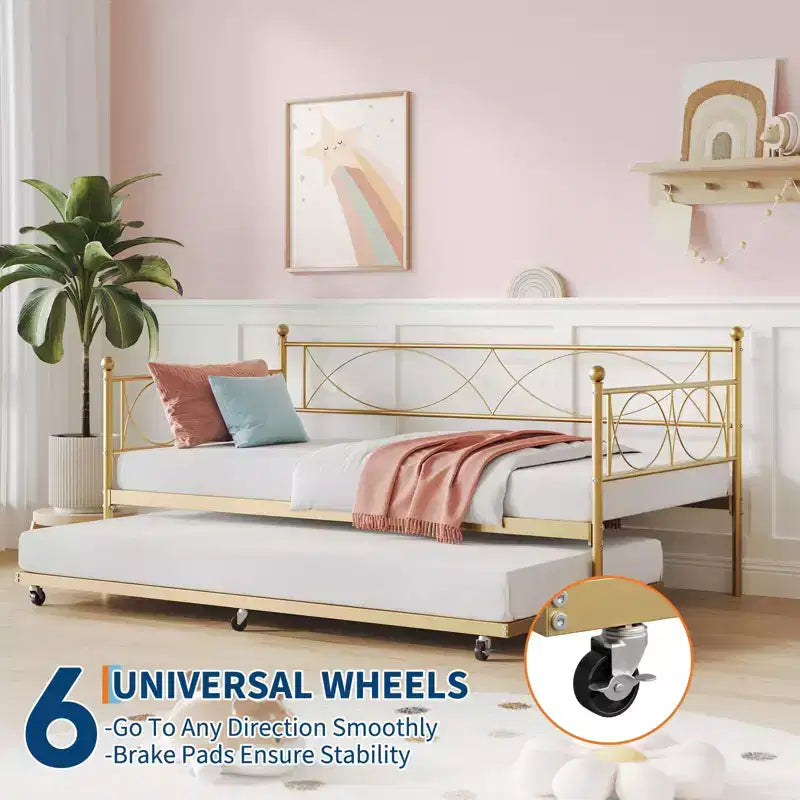 Set Divano Letto con Letto Estraibile - Divano Letto Singolo con Struttura in Metallo e Supporto a Doghe in Acciaio - Divano Letto Multifunzionale per Camera da Letto, Camera degli Ospiti