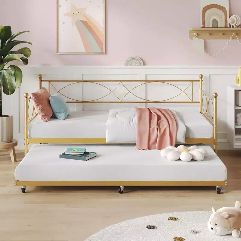 Set Divano Letto con Letto Estraibile - Divano Letto Singolo con Struttura in Metallo e Supporto a Doghe in Acciaio - Divano Letto Multifunzionale per Camera da Letto, Camera degli Ospiti