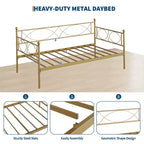 Set Divano Letto con Letto Estraibile - Divano Letto Singolo con Struttura in Metallo e Supporto a Doghe in Acciaio - Divano Letto Multifunzionale per Camera da Letto, Camera degli Ospiti