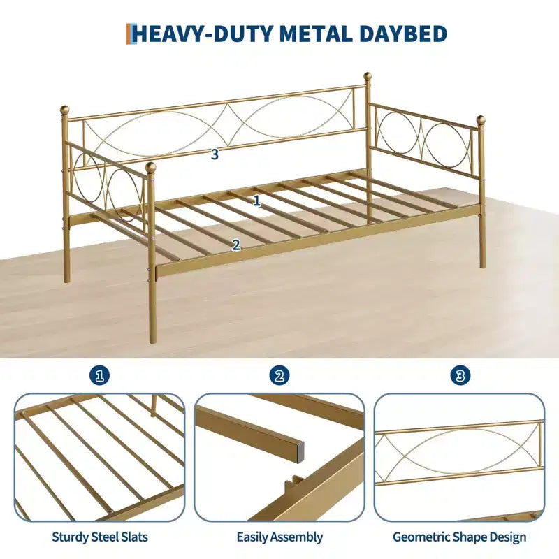 Set Divano Letto con Letto Estraibile - Divano Letto Singolo con Struttura in Metallo e Supporto a Doghe in Acciaio - Divano Letto Multifunzionale per Camera da Letto, Camera degli Ospiti