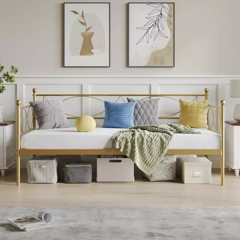 Set Divano Letto con Letto Estraibile - Divano Letto Singolo con Struttura in Metallo e Supporto a Doghe in Acciaio - Divano Letto Multifunzionale per Camera da Letto, Camera degli Ospiti