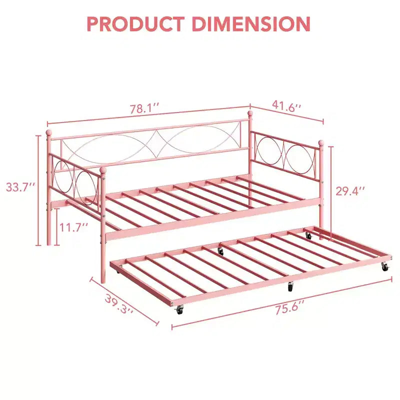 Set Divano Letto con Letto Estraibile - Divano Letto Singolo con Struttura in Metallo e Supporto a Doghe in Acciaio - Divano Letto Multifunzionale per Camera da Letto, Camera degli Ospiti