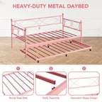 Set Divano Letto con Letto Estraibile - Divano Letto Singolo con Struttura in Metallo e Supporto a Doghe in Acciaio - Divano Letto Multifunzionale per Camera da Letto, Camera degli Ospiti