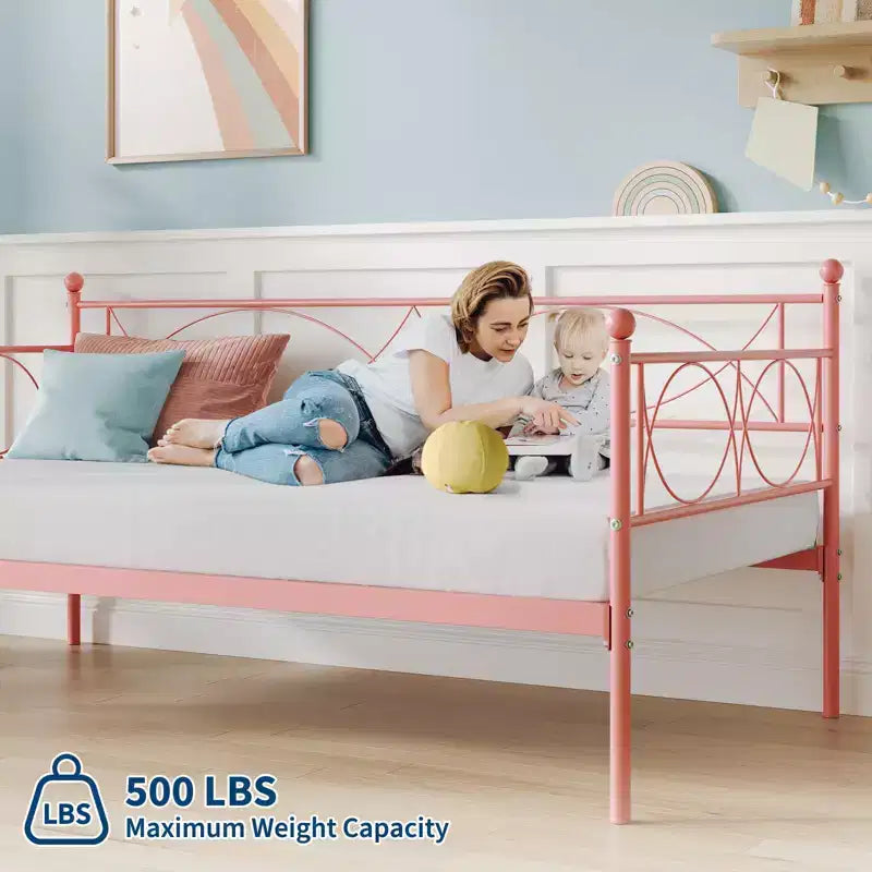 Set Divano Letto con Letto Estraibile - Divano Letto Singolo con Struttura in Metallo e Supporto a Doghe in Acciaio - Divano Letto Multifunzionale per Camera da Letto, Camera degli Ospiti