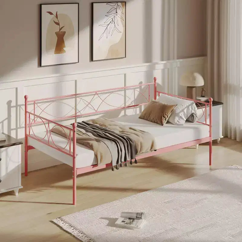 Set Divano Letto con Letto Estraibile - Divano Letto Singolo con Struttura in Metallo e Supporto a Doghe in Acciaio - Divano Letto Multifunzionale per Camera da Letto, Camera degli Ospiti